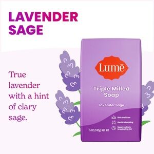 Lume Lavender Sage Triple Milled Feminine wash soap